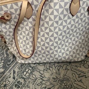 Stylish Geometric Patterned Tote Bag - Cream and Tan